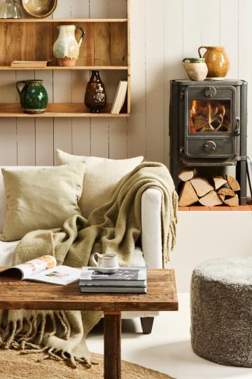 Olive Throw with Fringe