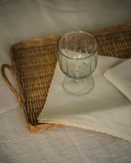 Handblown & Etched Glass Tumbler | Scandi Stripe | 300ml