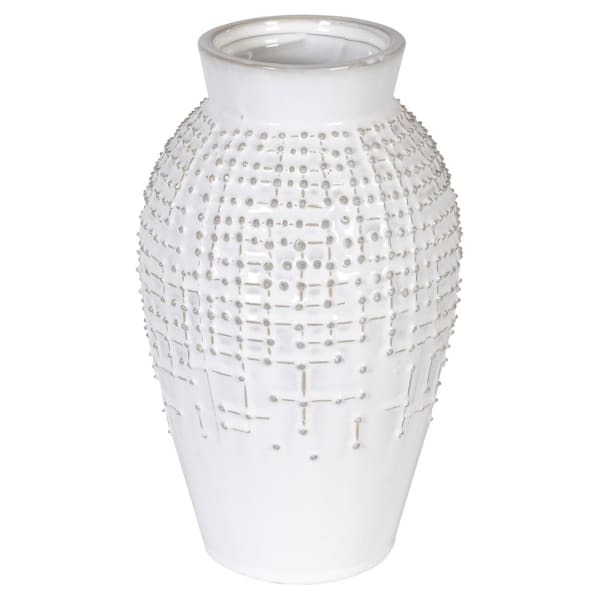 Off-White Dot Ceramic Vase | Textured | H27cm