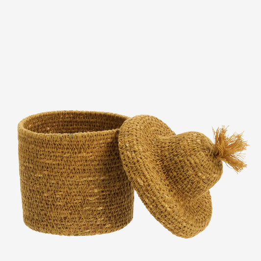 Seagrass Basket with Lid | Natural Storage | Hand-Stitched