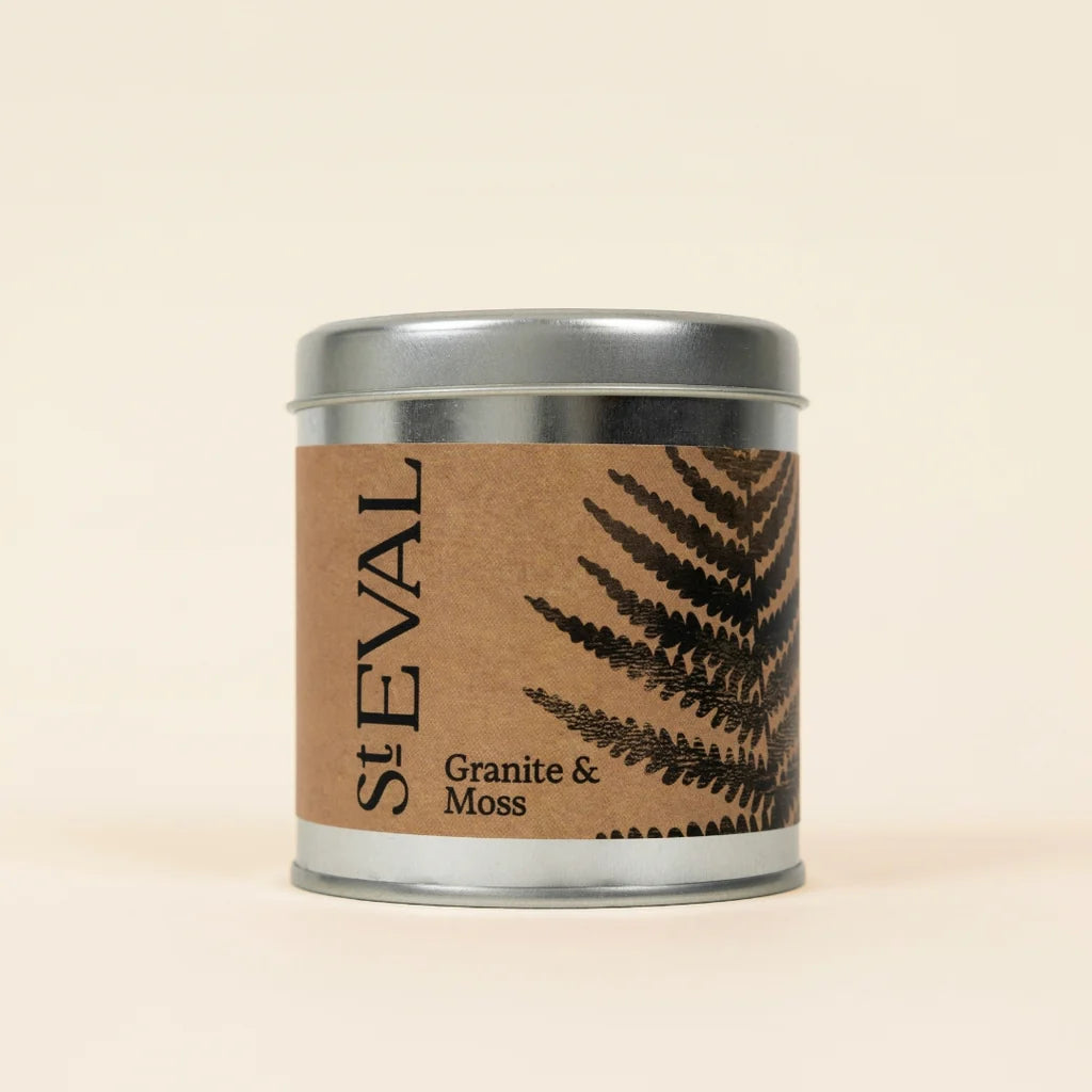 St Eval Tin Candle – Granite & Moss