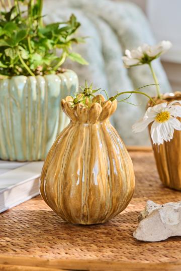 Ochre Ceramic Bud Vase | Handmade Style | H13cm