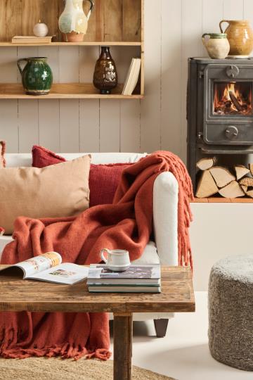 Rust Throw with Fringe
