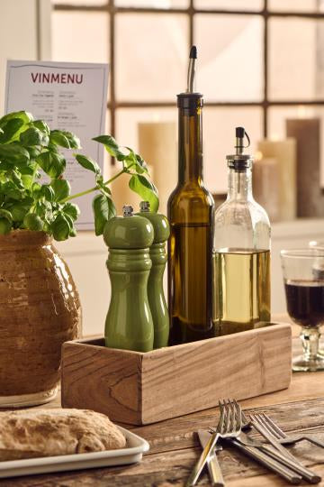 Oil/vinegar bottle olive green w/closure cap 390 ml