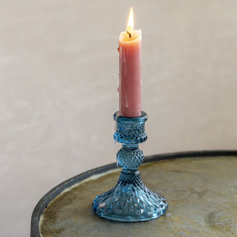 Glass Candleholder Blue