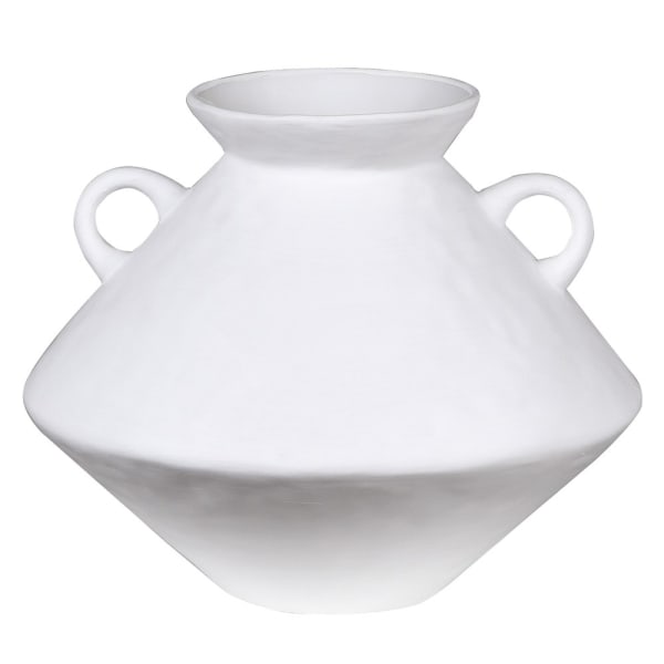 White Matt Ceramic Vase with Handles | Statement Home Décor | H24cm