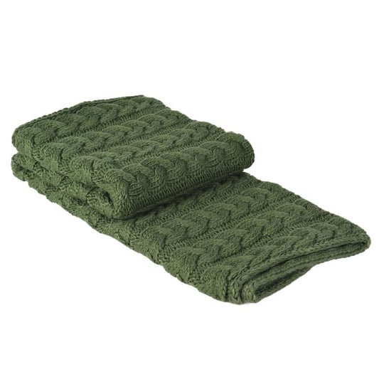 Forest Green Cable Knit Throw | 150x140cm