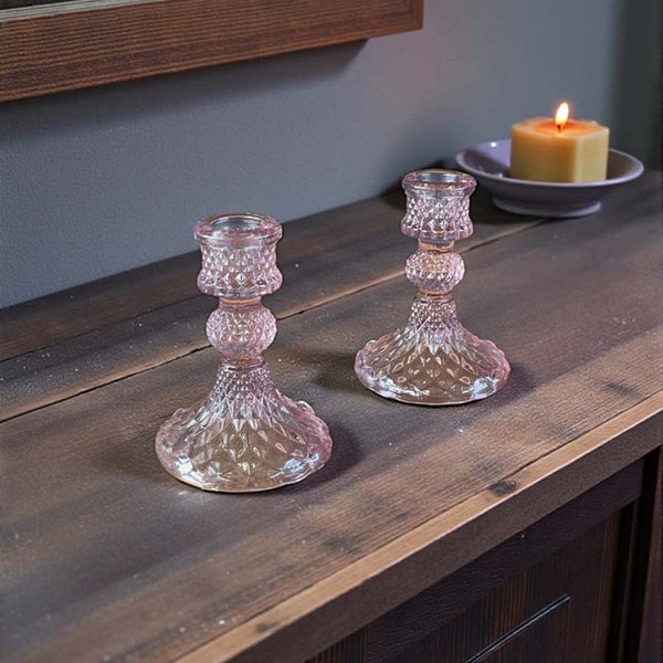 Glass candleholder pale pink