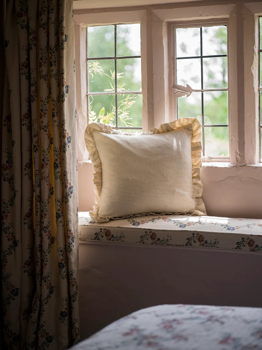 Stripe Frill Cushion - Natural