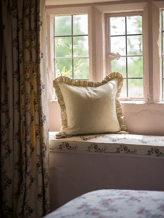 Stripe Frill Cushion - Green
