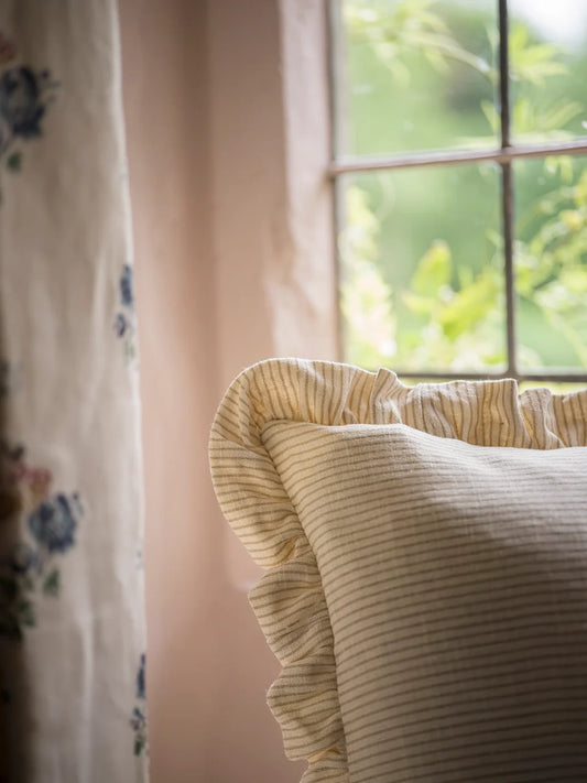 Stripe Frill Cushion - Natural