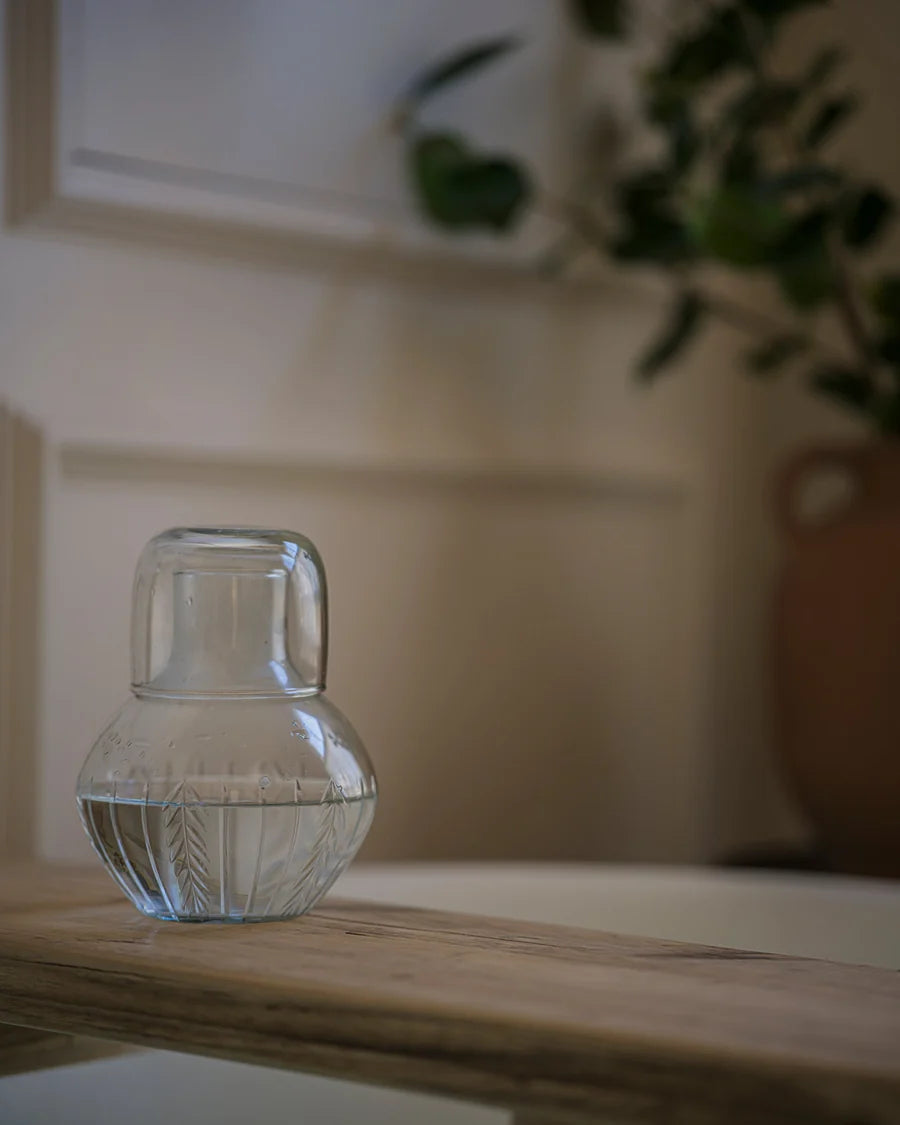 Handblown Glass Carafe & Glass Set | Scandi Stripe