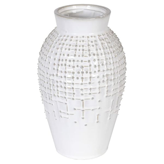 Off-White Dot Ceramic Vase | Textured | H27cm