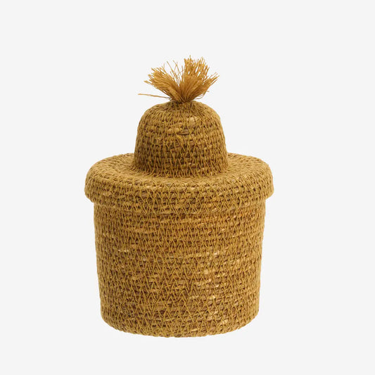 Seagrass Basket with Lid | Natural Storage | Hand-Stitched