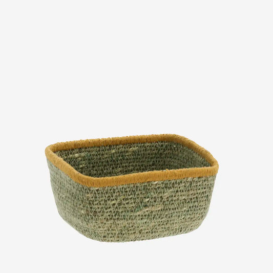 Small Square seagrass basket - green