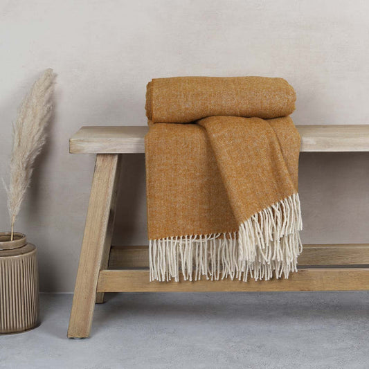 Pure Australian Wool Throw | Ochre | 130 x 180cm